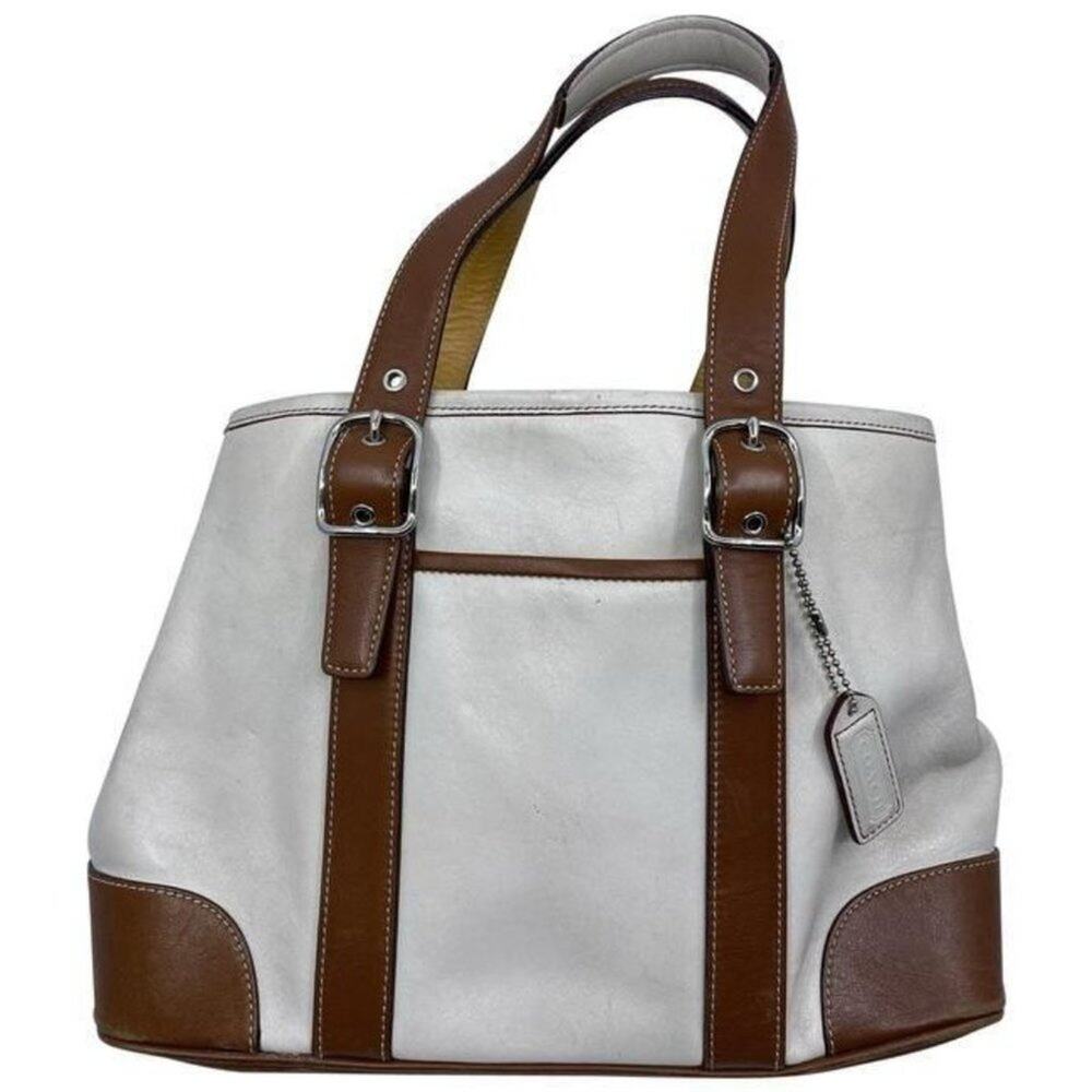 Coach White and Brown Shoulder Bag